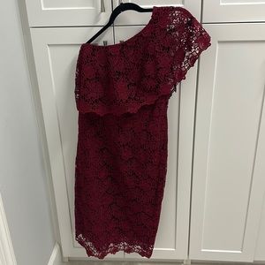 Nanette Lepore burgundy wine one shoulder dress